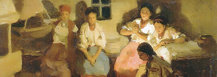 ₴ Репродукция бытовой жанр известного художника "Девушки гадают" - Пимоненко Николай Корнилович