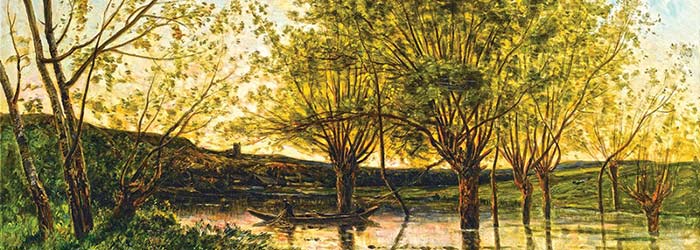 ₴ Репродукция пейзаж от 187 грн.: Рыбалка на закате - Дельпи Ипполит Камиль