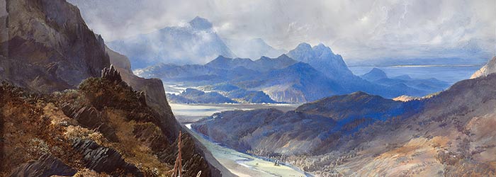 ₴ Репродукция пейзаж "Вид на долину Афон Мауддах и в сторону Кадера Идриса" - Тернер Уильям