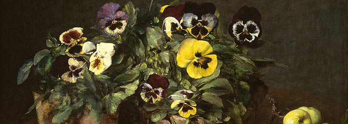 ₴ Репродукция цветочный натюрморт известного художника "Натюрморт с анютины глазки" - Фантен-Латур Анри